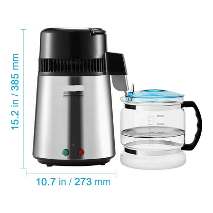 Destilleerapparaat - Water Destilleerapparaat - Waterdispenser - Waterdistilleerder - 4L - Krachtige 750W Waterzuiveraar voor Thuisgebruik - Grijs