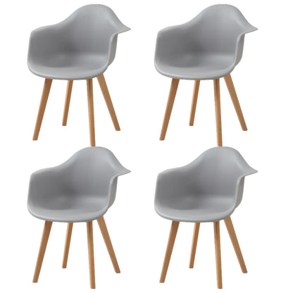 Eetkamerstoelen - Eetstoelen - Keukenstoelen - Set van 4 - Minimalistisch Retro Modern Stijl - met Rugleuning - Voor Keuken - Eetgedeelte - Kunstof Zitje - Beuken Poten - 43 x 47 x 81.5 cm - Grijs