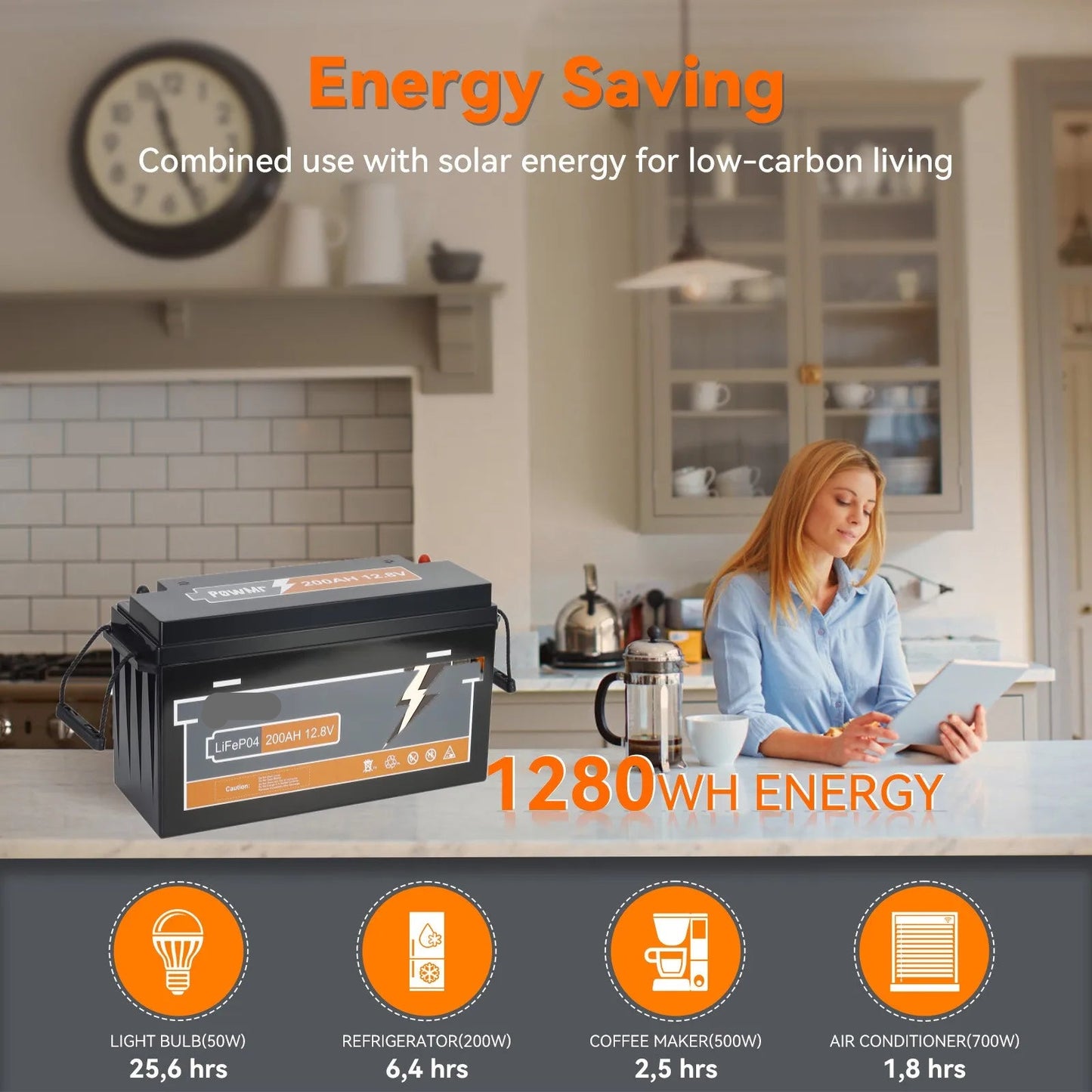 LiFePO4 Accu – Zonnebatterij – Camperaccu – Bootbatterij – Noodstroom – 200Ah Capaciteit – 12,8V Spanning - QUORE