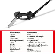 Elektrische stokzaag - 6 inch - 40000 RPM -  18V Batterij - 3500W - UniversalHedgePole - Heggenschaar op steel - Zwart - QUORE