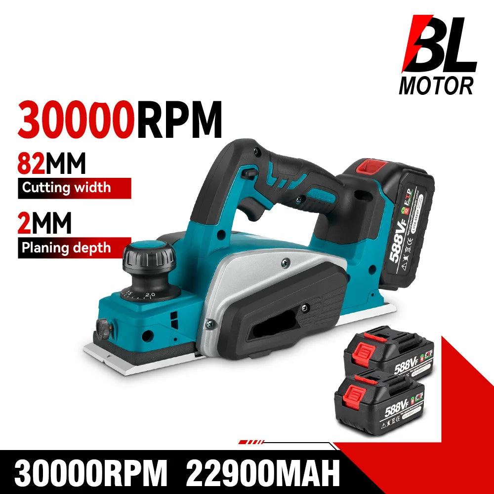 Schaafmachine - Elektrische Schaaf - Parallelgeleider - Opvangzak - Draadloze Elektrische Houtfrees - 30000RPM –  Brushless Trimmer & Schaafmachine met 2 Accu’s + EU Stekker – Houtbewerkingsgereedschap