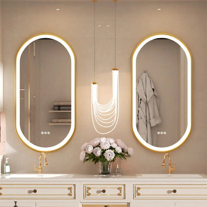Badkamerspiegel – LED Spiegel – Ovale Spiegel – Gouden Spiegel – Anti-condens – Verstelbare Verlichting – Hoogwaardig Aluminium - 1000X500MM