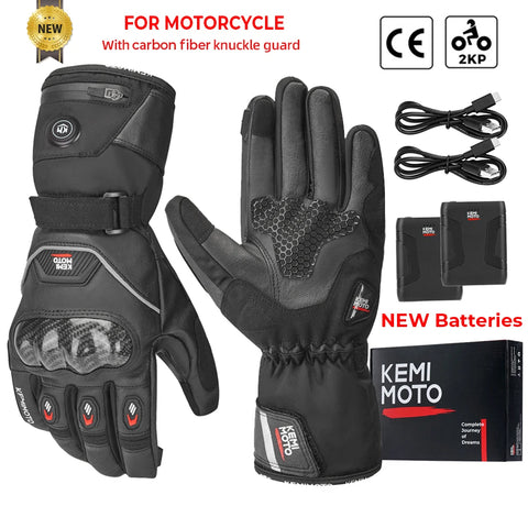 Heated Gloves - Electric Gloves - Winter Leather Gloves - Rechargeable Heated Gloves - Waterproof Gloves - Winter Moto Heated Gloves - For Motorcycle, Ski Camping - Leather - Extra Large