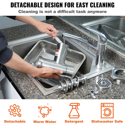 Elektrische Gehaktmolen - Voor alle soorten Vlees - Roestvrij staal - Vleesmolen - Vleesmolens - worstenmaker - Keukenmolenmachine - 1100W - 794LBS/H - Zilver