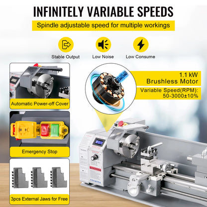 Mini Metaaldraaibank – Tafel Draaibank – Precisie Draaibank – Hobby Draaibank – Metalen Draaibank – 1100W Motor – Variabele Snelheid