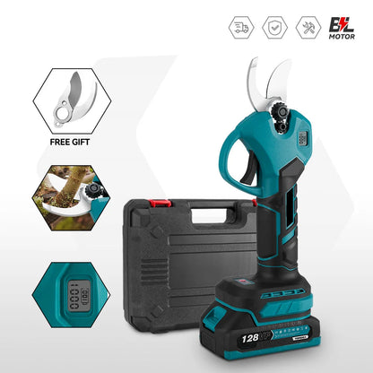 Accu Snoeischaar - 30 mm Snijdiameter - Elektrische Snoeischaar - Krachtige brushless motor - Lichtgewicht en ergonomisch - SK5 Stalen Messen - Voor Tuin - Boomgaard en Landschapsverzorging - 2 Accu's met 1 Lader - QUORE