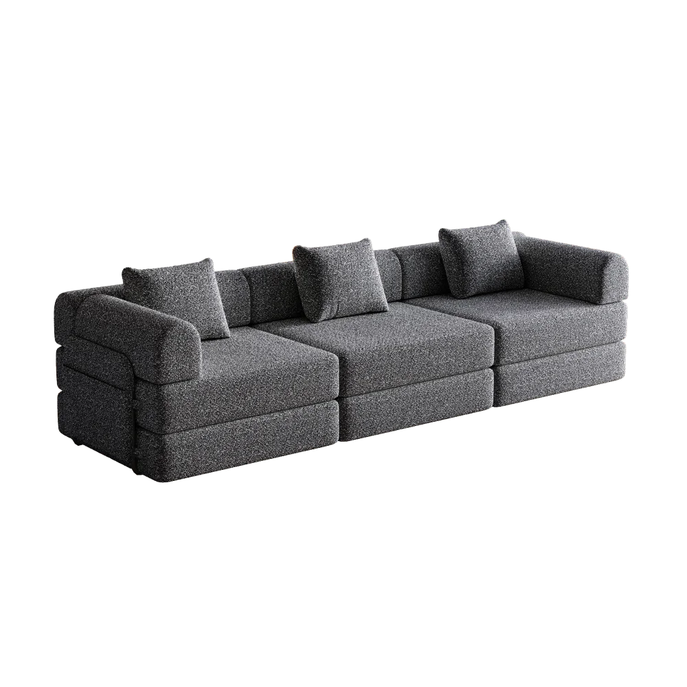Slaapbank – Bedbank – Bankstel – Sofa – Logeerbed – 2-zits Chenille – Opbergruimte in Armleuning – Drie Metalen Frames - QUORE