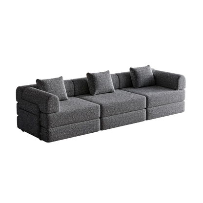 Slaapbank – Bedbank – Bankstel – Sofa – Logeerbed – 2-zits Chenille – Opbergruimte in Armleuning – Drie Metalen Frames - QUORE