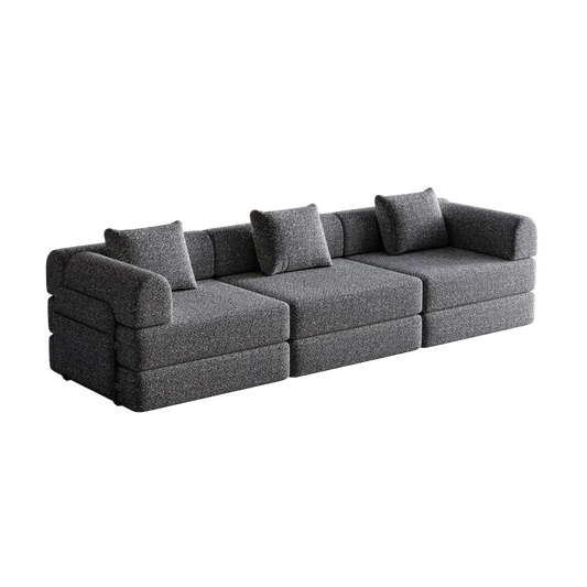 Slaapbank – Bedbank – Bankstel – Sofa – Logeerbed – 2-zits Chenille – Opbergruimte in Armleuning – Drie Metalen Frames - QUORE