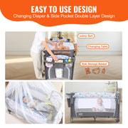 Babybedje - Baby Bassinet - Opvouwbaar Baby Bassinet - Babybed - Draagbaar Bassinet voor Baby - Gemakkelijk Opvouwbaar - Dubbellaags - Met Opbergmandje en Wielen