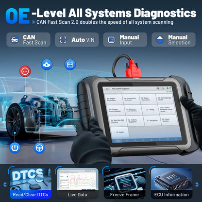 Auto Diagnose Scanner – OBD2 Scanner – Auto Diagnose Tool – Foutcode Lezer – ECU Programmer – 8 Inch Touchscreen – Bi-directionele Besturing – CAN FD & DOIP Ondersteuning - QUORE