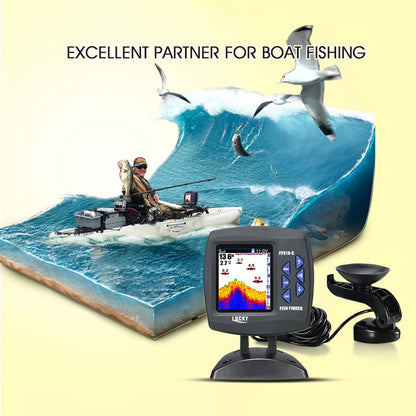 Portable Fish Finder Wireless Sonar Sensor Fishing Depth Finder Locator Fishfinder with Wired Transducer for Boat Kayak Fishing