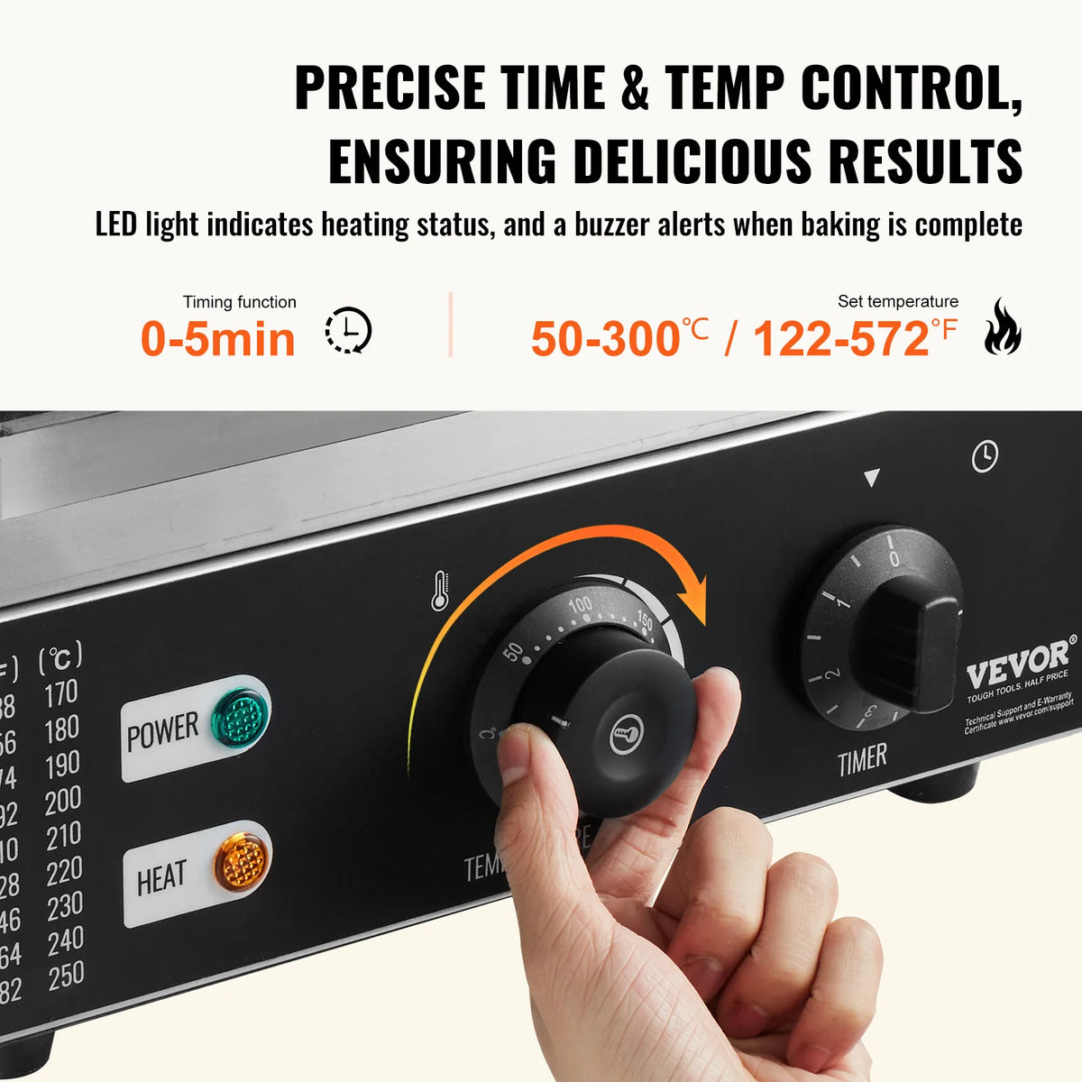 VEVOR 6/12 Hole Electric Donut Maker Commercial Doughnut Machine with Non-stick Surface Double-Sided Heating Waffle Machine