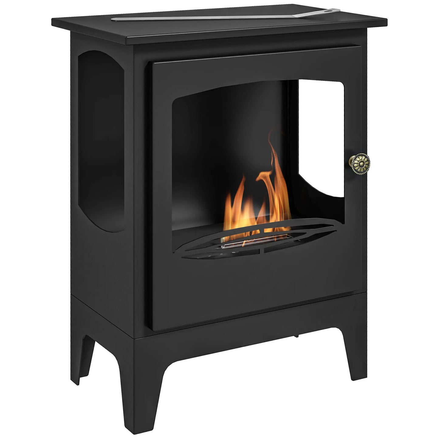 Bio-ethanol Haard – Vrijstaande Haard – Ethanol Kamin – Sfeerverwarming – Vuurkorf – Compact 39x26x54 cm – Rookvrij & Veilig Met RVS Blusser - QUORE