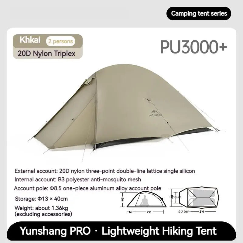 Campingtent – Kampeertent – Trekkingtent – Lichtgewicht Tent – Outdoor Tent – Ultralicht 2-Persoons – Waterdicht 2000-3000 mm Nylon