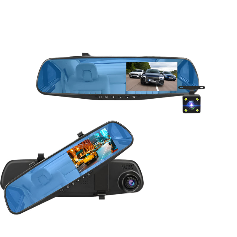 Dashcam voor Auto - 4.3 Inch - Full HD 1080P Auto Rij Recorder - Achteruitkijkspiegel DVR - Nachtzicht, Bewegingsdetectie, Parkeermodus - 6M Achteruitrijcamera - Zonder Geheugenkaart - Zwart