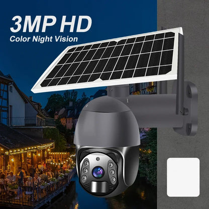 Beveiligingscamera – Camerabewaking – Buitencamera – Bewakingscamera – IP-camera – Zonne-energie – 3MP HD Met Nachtzicht - EU-stekker - 128GB - Zwart