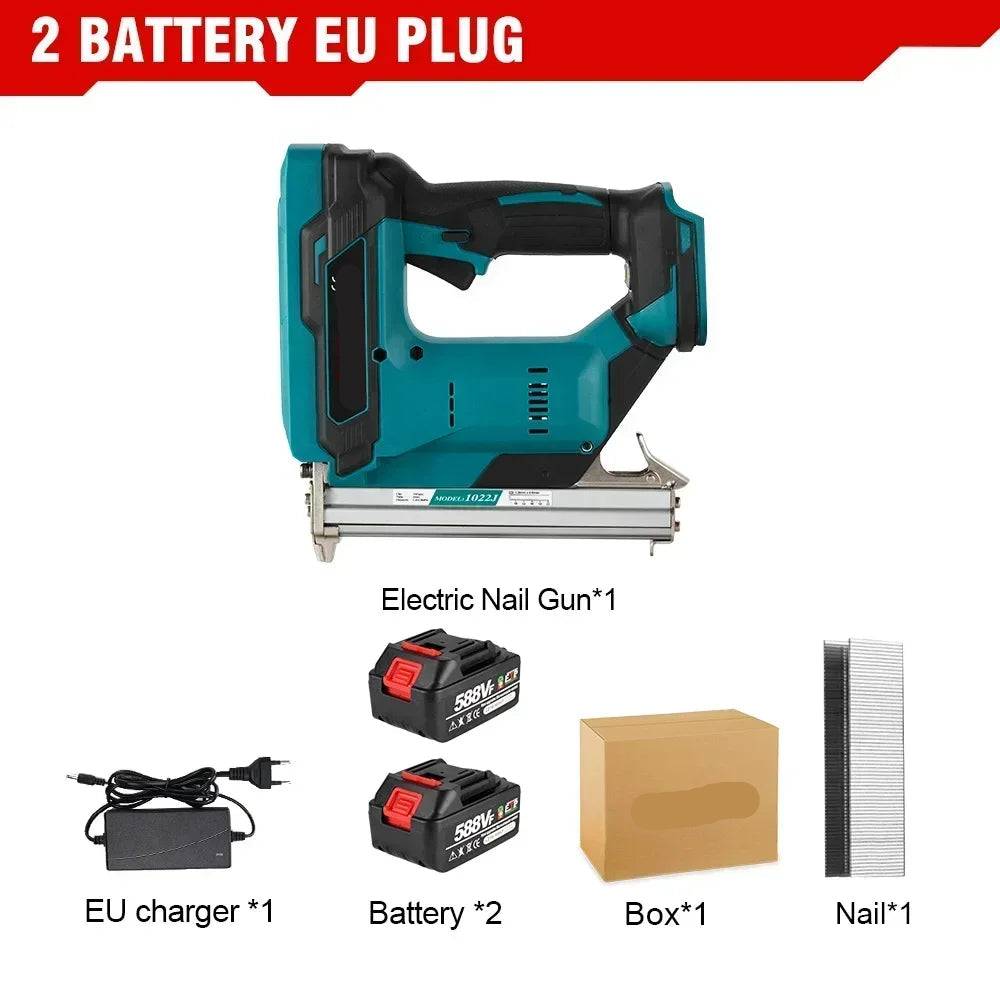 Elektrisch Spijkerpistool - Nietpistool - Handtacker - Snoerloos - 2-Gang - 18V Accu - Nagelpistool - Oplaadbare Accu - Borstelloos - Nagelpistool - Spijkermachine - 2 Accu - Groente - QUORE