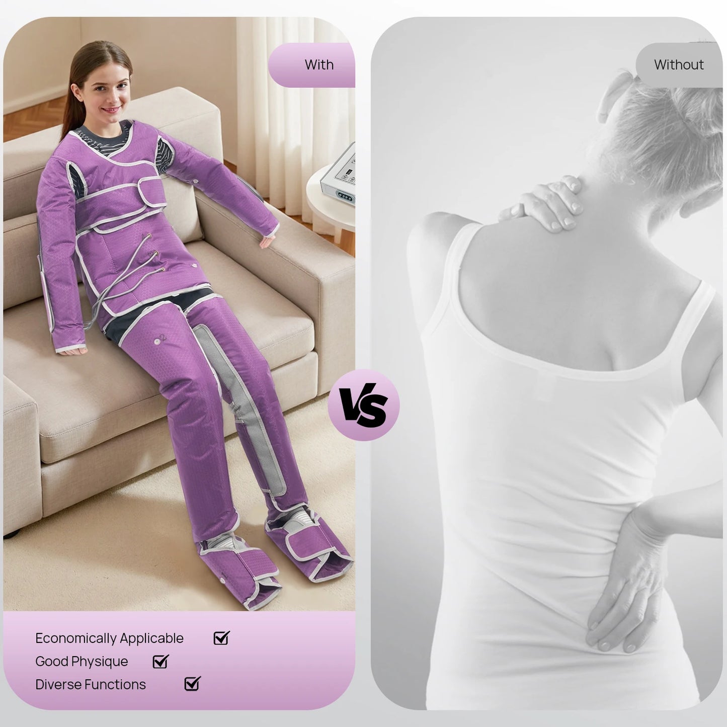 Massagepak – Massagekostuum – Luchtdrukmassage – Infrarood Warmte – 7 Intensiteitsniveaus – 6 Massageprogramma’s