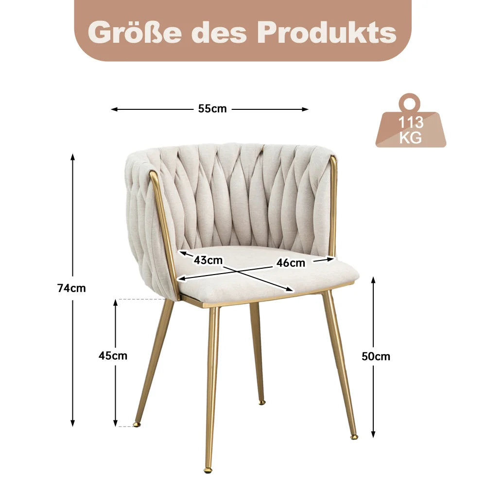 Eetkamerstoelen – Stoelen – Zitkamer Stoelen – Woonkamer Stoelen – Keuken Stoelen – Metalen Frame – Linnen Bekleding