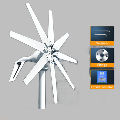 Windturbine – Horizontale Windmolen – Kleine Windgenerator – Duurzame Energie – 1000W Vermogen – Stil En Robuust - 48V - Met LCD Hybride Besturing