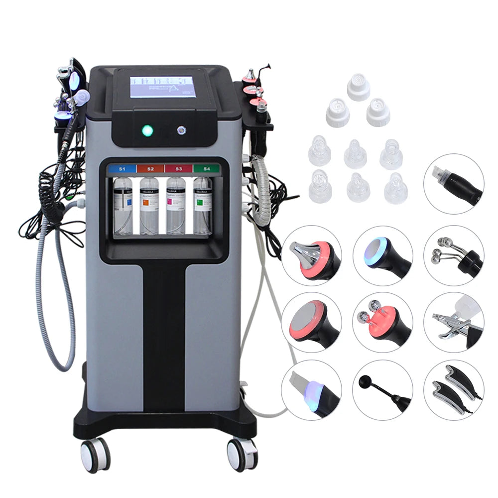 Ultrasone Gezichtsscrubber – Gezichtsreiniger – Huidverzorging – Anti-Rimpel – EMS-Massage – LED-Lichttherapie – Warmte- En Koudecompressie - QUORE