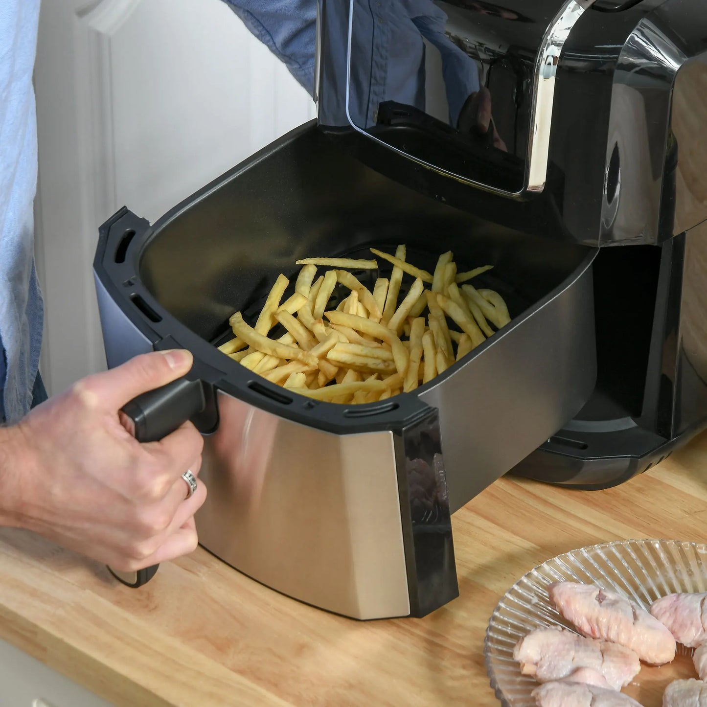 Airfryer - Heteluchtfriteuse - Keukenapparaten - met LED-Touchscreen - Timer - 8 Programma's - 1700W - 6.5L - 220-240V - 50Hz-60Hz - Zwart/Grijs