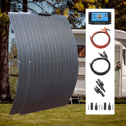 100W 200W 300W 400W Solar Panel Kit or 18V Flexible Mono Photovoltaic Solar plate Power 12V 24V camping car solar panels - QUORE
