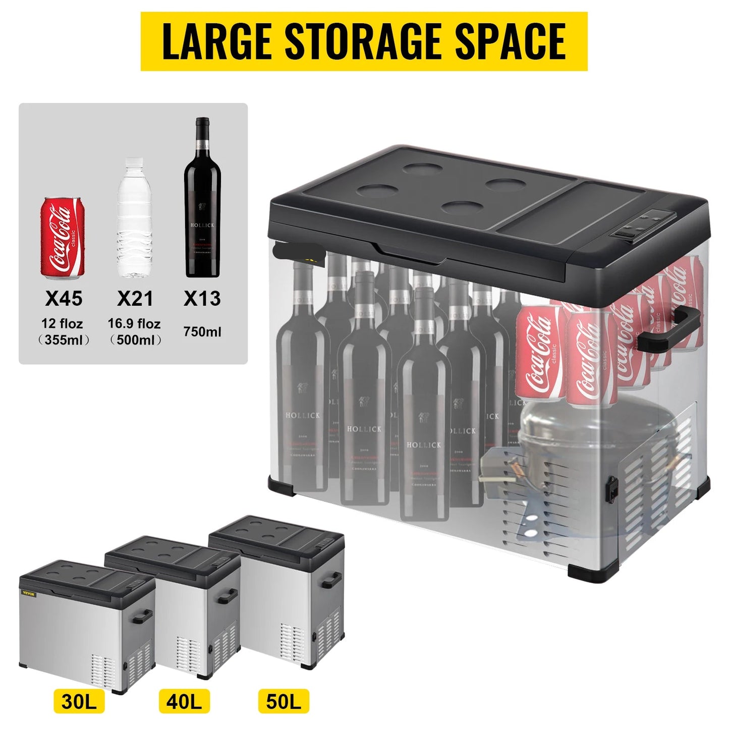 Autokoelkast - Koelbox - Elektrische Koelbox - Compressorkoelkast  - 40L (42QT - 12/24V DC en 110-240V AC - Draagbare - Mini Elektrische Koeler - Geschikt voor Kamperen, RV’s, Boten en Reizen