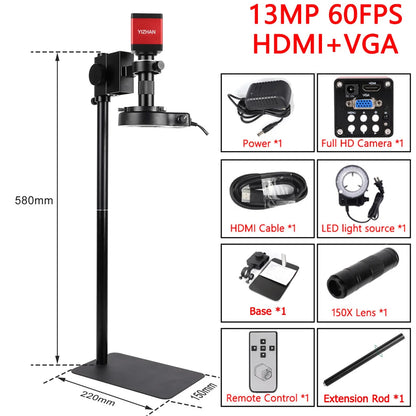1080P 13MP 130X FULL HD Industrial Microscope C-Mount Digital Camera Via HDMI Measurement For PCB Soldering Phone Repair - QUORE