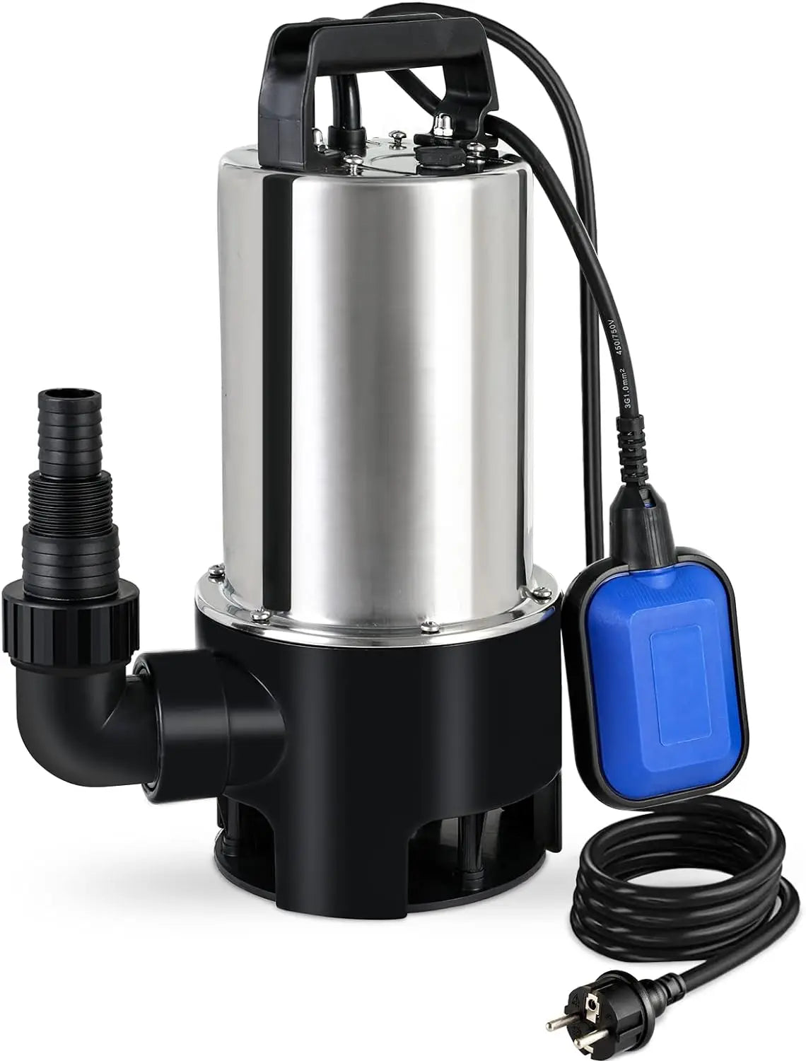 Dompelpomp - Waterpompen - Waterpomp Elektrisch - Vuilwaterpomp - 1100W - 16500 L/h Capaciteit - RVS Waterpomp met Vlotterschakelaar - Zwart