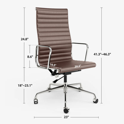 Bureaustoel – Draaistoel – Office Chair – Gamestoel – Ergonomische Stoel – Wit Kunstleer – Verstelbare Zithoogte – Ribbelrugleuning
