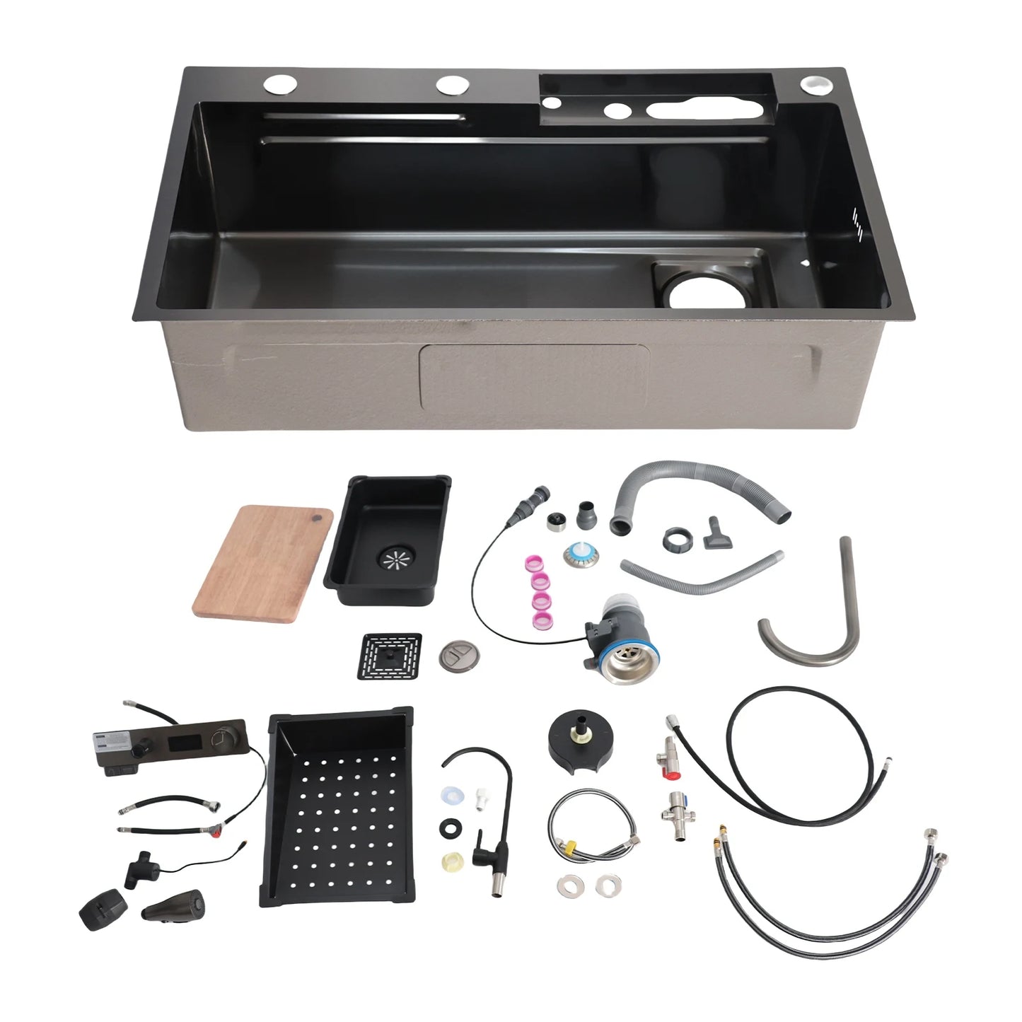 Smart Kitchen Sink 80x45cm Stainless Steel Thickened Brushed Surface Large Capacity Washbasin Digital Display Kitchen Sink