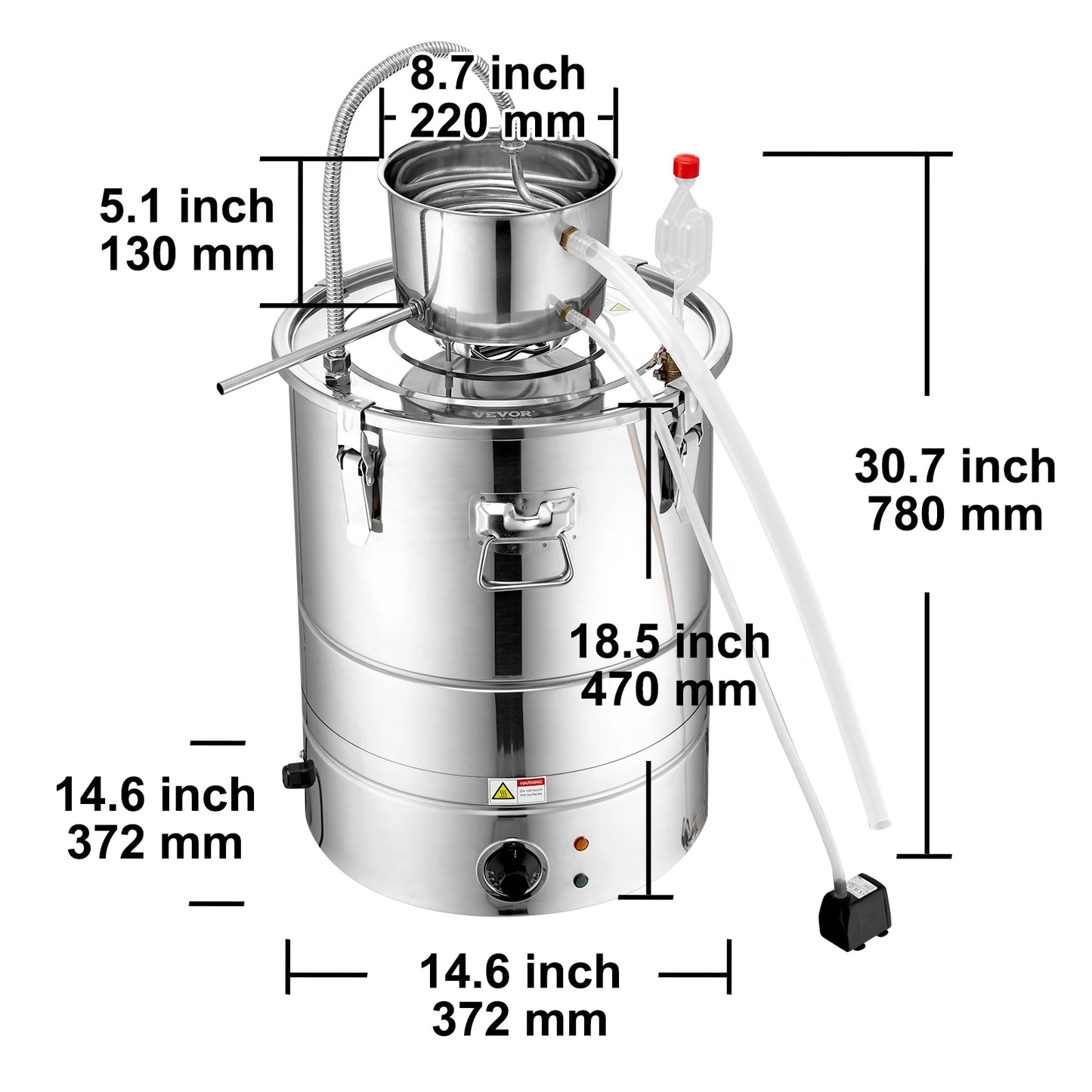 VEVOR Alcohol Still Water Alcohol Distiller Home Distillery Kit include Stainless Steel Tube Pump for DIY Whisky Wine Brandy