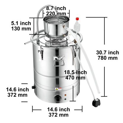 VEVOR Alcohol Still Water Alcohol Distiller Home Distillery Kit include Stainless Steel Tube Pump for DIY Whisky Wine Brandy
