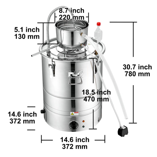VEVOR Alcohol Still Water Alcohol Distiller Home Distillery Kit include Stainless Steel Tube Pump for DIY Whisky Wine Brandy