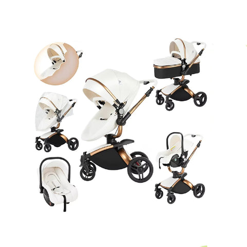 Babywagen - Buggy - Inklapbare Buggy - Opvouwbare Buggy - Inklapbare Buggy New Born - 3 in 1 -BabyWalker- Lichtgewicht Ba voor Pasgeboren Baby - Wit