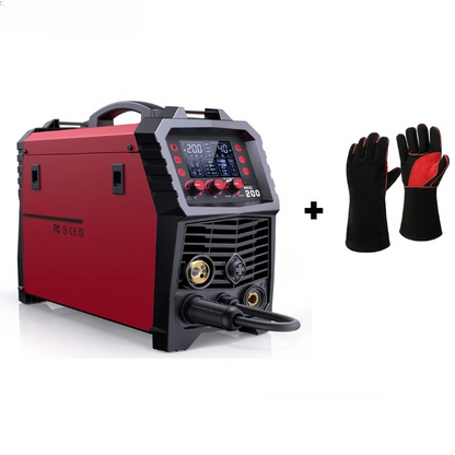 6-In-1 MIG-Lasmachine – MIG-Lasser – TIG-Lasser – MMA-Lasser – Spotlasser – 220V – Synergische Digitale Besturing - Met 16inch Lashandschoenen
