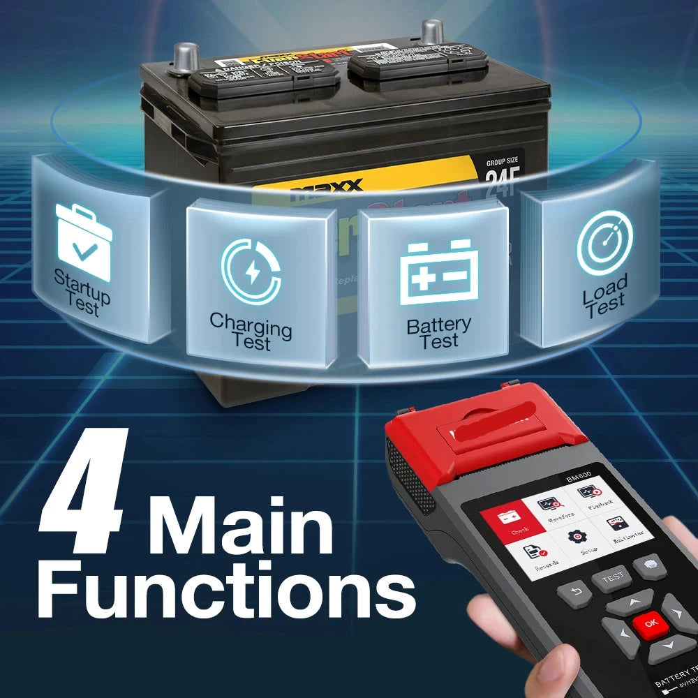 Professionele Auto Accutester – Batterijtester – Accu Analyzer – Laadsysteem Tester – Startvermogen Checker – Direct Printen – Kleurenscherm