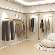 Kledingrek - Kledingroede - Kledingrek metaal - Wandgemonteerd - Industrieel Pijp Kledingrek - 205x190cm/ 80.7x74.8 inch - Goud