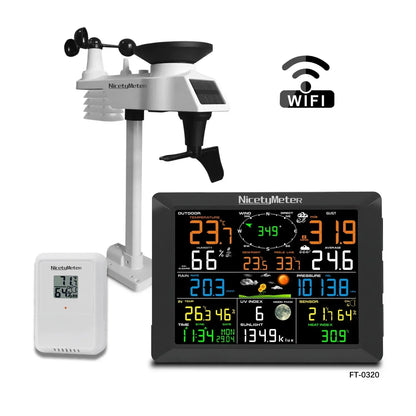 0320 Wireless Weather Stations 10 Inch Large Display Indoor Outdoor Thermo-hygrometer Rain Gauge Wind Speed 8 Channel Supports