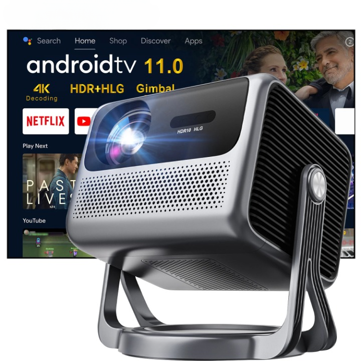 Mini Beamer - Projector - Digitale Beamer - Draagbaar - 1080P - Full HD Projector - Met 90° Gimbal - Auto Focus - Android 11.0 - 600ANSI - Android System - Zwart
