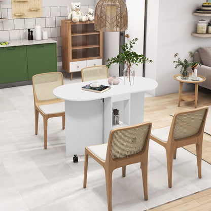 Opvouwbare Eettafel – Uitschuifbare Tafel – Compacte Tafel – Ruimtebesparende Tafel – Wieltjes Met Rem – Melamine Afwerking