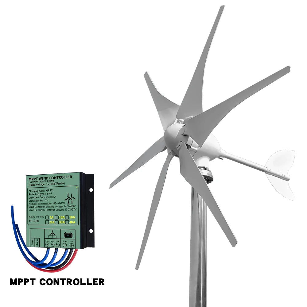 Windturbine – Windgenerator – Windmolen – Duurzame Energie – 3000W – Hybride Zonnestroom – Off-Grid Energie – Fiberglass Bladen – IP54 Beschermd - 12V - Met Gratis Controller