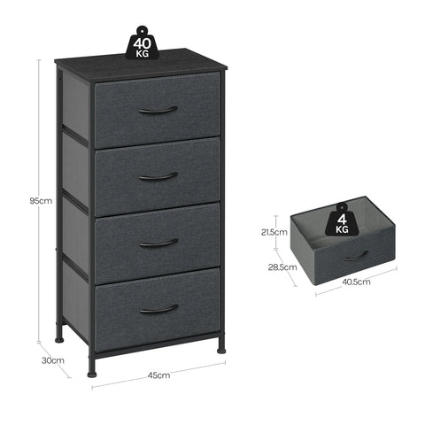 Fabric Chest of Drawers - Chest of Drawers - Storage Cabinet - 4 Drawers - Compact Cabinet - Versatile - Home Organizer - Metal Frame - Vintage Brown