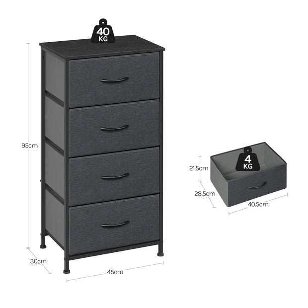 Fabric Chest of Drawers - Chest of Drawers - Storage Cabinet - 4 Drawers - Compact Cabinet - Versatile - Home Organizer - Metal Frame - Vintage Brown