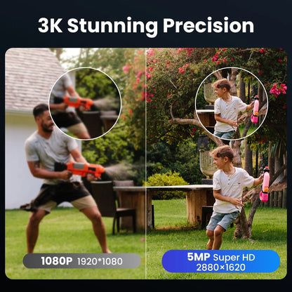 Beveiligingscamerasysteem - CCTV Camerasysteem - 8MP - AI Bewegingsdetectie - Openlucht- IP66 Waterdichte - Bewakingscamera - Beveiligingscamera - Draadloze – Full Color Nachtzicht – 3K HD CCTV Surveillance - 1 Stuk - Wit