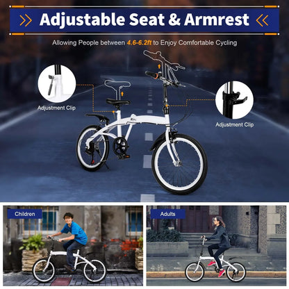 Opvouwbare Fiets – Vouwfiets – Compacte Fiets – Kinderfiets – Verstelbaar Zadel – Zes Versnellingen – Stevig Frame