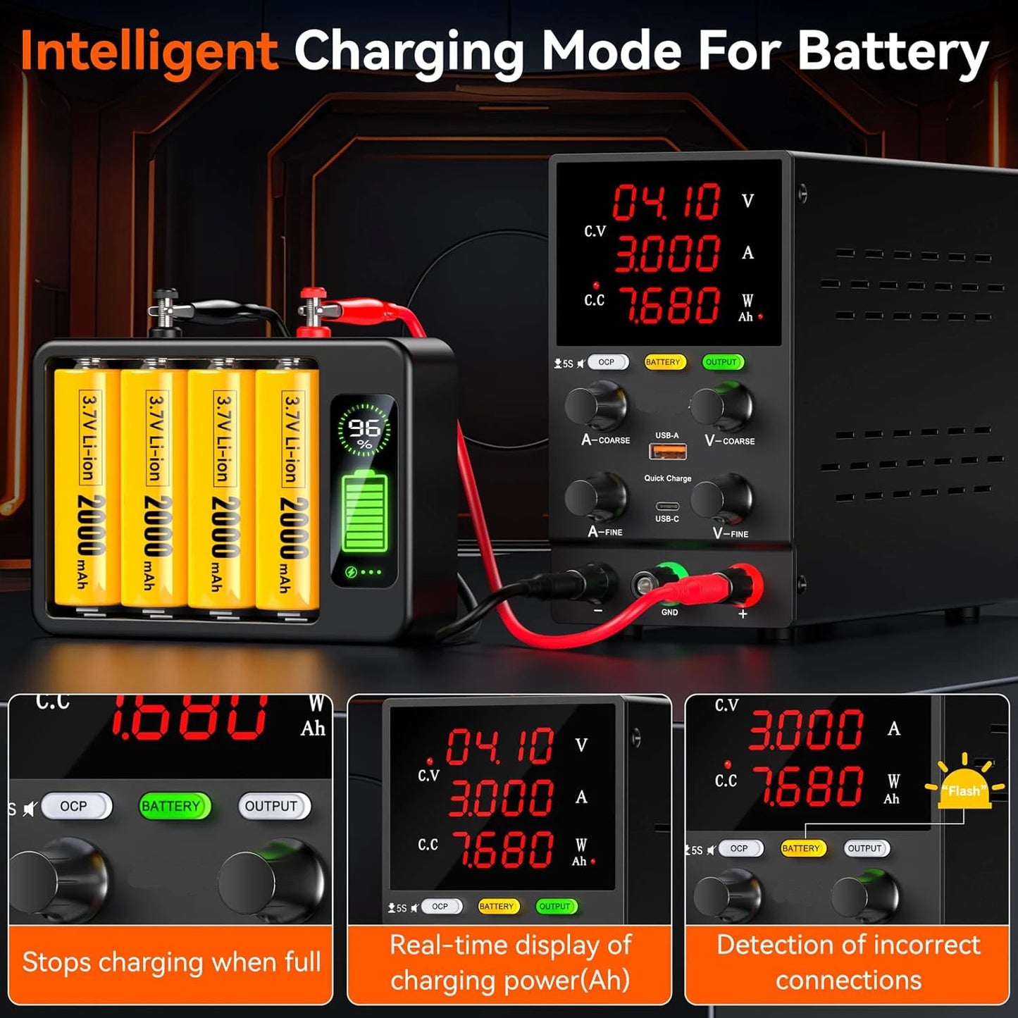 Lab Voeding - DC Bench Voeding - Regelbare Voeding - Voeding - - Functie Generator - 30V - 5A - 220V - Voeding Spanningsregelaar - met Intelligente Oplaad Modus - Zwart