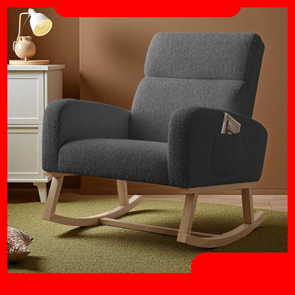 Schommelstoel – Relaxstoel – Lounge Fauteuil – Schommel Fauteuil – Schommelbank – Teddy Velvet Bekleding – 14 Cm Schuimlaag
